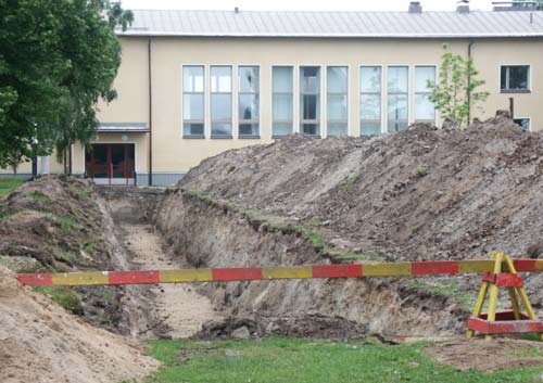Grävningsarbetena inleddes vid Topeliusgymnasiet.