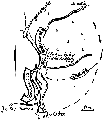 Skiss över striden den 24.6.1808. (C-B.J. Petander)